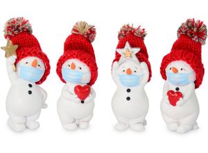 4004942729995 - RIFFELMACHER & WEINBERGER Schneemann Weihnachtsdeko (Set 4 St) mit Maske aus Polyresin Höhe ca 85 cm rot|weiß