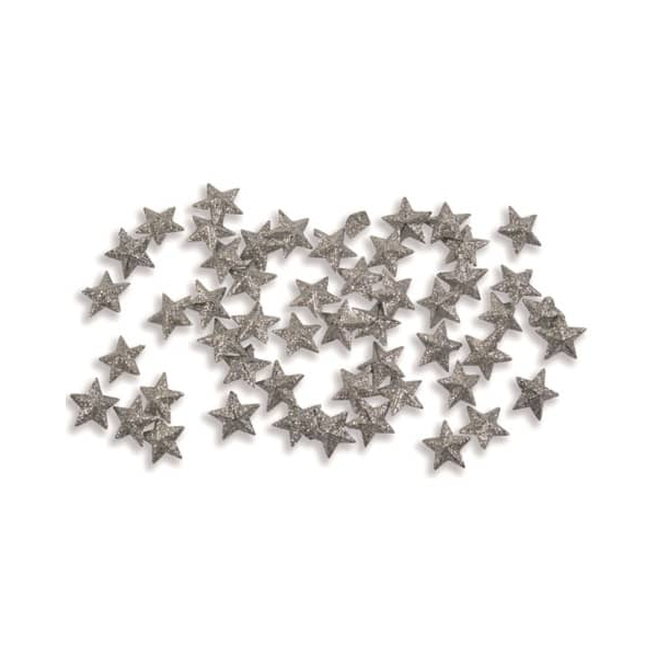 4004942740273 - riffelmacher - Weihnachtsdeko Sterne Silberfarben beglittert ø 2 cm aus Kunststoff - 50er Set