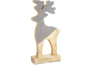 4004942745438 - RIFFELMACHER & WEINBERGER Weihnachtsfigur Hirsch mit Samt Weihnachtsdeko (1 St) Höhe ca 33 cm beige|grau