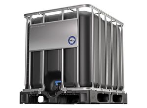 4004950900225 - IBC Container 1000 Liter UN-Zulassung Kunststoffdeckel Stahl-Kreuzverband Stahltraverse auf Kunststoffpalette B 1200 x T 1000 x H 1163 mm