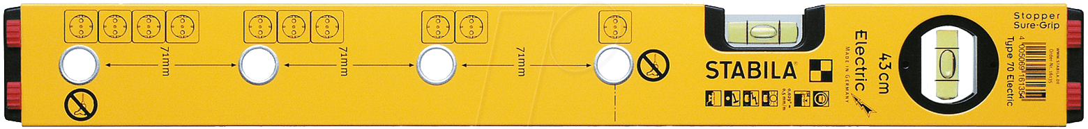 4005069161354 - Type 70 Electric 16135 4 Elektriker-Wasserwaage 43 cm 05 mm m - Stabila