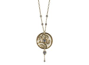 4005169341724 - Kette mit Anhänger GOEBEL Amulett Der Lebensbaum Gustav Klimt 67045331 Halsketten Gr Messing-Porzellan Länge 58 cm Breite 2 mm goldfarben (gelbgoldfarben beige kristallweiß kristallweiß) Damen Ketten mit Anhänger