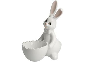 4005169366321 - Osterhase Figur Hase mit Schale Snow White - Sweet Boy (1 St) Osterfigur Dekofigur Ostern Osterdekoration weiß