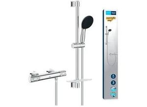 4005176766596 - Precision Feel Thermostat-Brausearmatur Set Handbrause 3 Strahlarten Brausestange 600mm klebbar chrom 34791001 34791001 4005176766596 - Precision Feel Thermostat-Brausearmatur Set Handbrause 3 Strahlarten Brausestange 600mm klebbar chrom 34791001 34791001