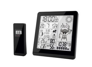4005197625568 - MIraval Funk-Wetterstation Außensensor BBQ-Motiv Mondphase Sonnenaufgang Datumsanzeige