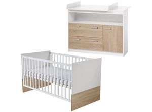 4005317278223 - Kinderzimmerset Gabriella inkl Babybett ca 70 x 140 cm & breite Wickelkommode bicolor