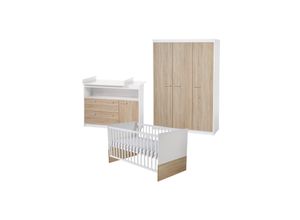 4005317283876 - Kinderzimmerset Gabriella inkl Babybett ca 70 x 140 cm breiter Wickelkommode & Schrank 3-türig