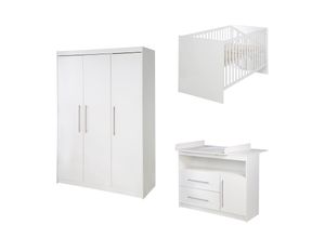 4005317285191 - Roba Komplett Kinderzimmer MAREN 3-tlg (Kinderbett Wickelkommode breit und 3-türiger Kleiderschrank) Weiß weiß