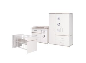 4005317289182 - Roba Komplett Kinderzimmer MORITZ 3-tlg (Kinderbett Wickelkommode breit und 3-türiger Kleiderschrank) Weiß Luna Elm weiß