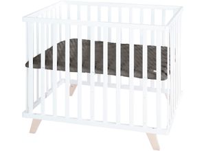 4005317337883 - Laufgitter ROBA Luxe weiß 75x100 cm weiß Baby Laufställe Laufgitter mit Laufgittereinlage Graphite gesteppt