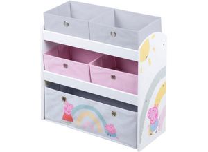 4005317338415 - Kinderregal ROBA Peppa Pig weiß Gr B H T 64 cm x 60 cm x 30 cm offene Fächer weiß Baby Regale Babyregale inklusive 5 Stoffboxen in 2 Größen