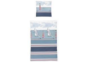 4005367112393 - Bettwäsche IRISETTE Sky 8482 Gr B L 135 cm x 200 cm (1 St) B L 80 cm x 80 cm (1 St) Mako-Satin blau Bettwäsche 135x200 cm