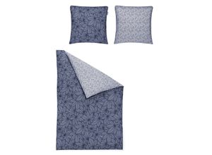 4005367114854 - Wendebettwäsche IRISETTE Glamour 8504 Bettwäsche Gr B L 135 cm x 200 cm (1 St) B L 80 cm x 80 cm (1 St) Mako-Satin blau Bettwäsche 135x200 cm edel und hochwertig