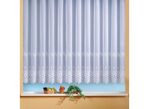 4005385129175 - Gardine WECKBRODT Santos Gardinen Gr 245 cm Kräuselband 600 cm weiß Store halbtransparent Voile echte Stickerei Bordüre Kante gebogt