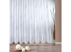 4005385146325 - Gardine WECKBRODT VIVIEN Gardinen Gr 145 cm Smokband 450 cm weiß (caramel weiß) Gardinenstore Smokband Gardine Store halbtransparent Voile echte Stickerei Allover gebogt