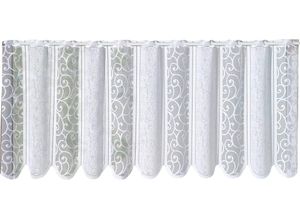 4005385488869 - Scheibengardine WECKBRODT Prag weiß B225cm H105cm Jacquard Polyester Gardinen Bistro Jacquard strukturiert gebogt nach Maß Gardine Store