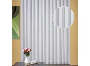 4005385817768 - Weckbrodt-gardinen - Store Dora mit Effektstreifen u Bleibandabschluss aus Voile Farbe creme auf weiß Größe 160X600 cm - creme auf weiß