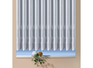 4005385823424 - Gardine WECKBRODT Potsdam Gardinen Gr 120 cm Kräuselband 750 cm weiß Kräuselband Store halbtransparent Voile echte Stickerei Bordüre Kante gebogt