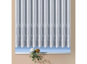 4005385823578 - Gardine WECKBRODT Potsdam Gardinen Gr 175 cm Kräuselband 750 cm weiß Store halbtransparent Voile echte Stickerei Bordüre Kante gebogt