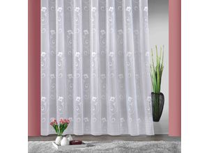 4005385830286 - Gardine WECKBRODT Lilly Gardinen Gr 145 cm Smokband 750 cm weiß Smokband Store halbtransparent Jacquard floral geblümt Bleibandabschluss