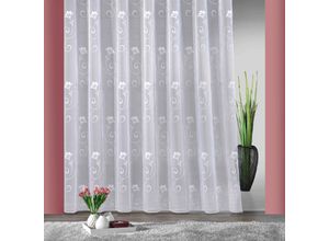 4005385830347 - Gardine WECKBRODT Lilly Gardinen Gr 175 cm Smokband 900 cm weiß Store halbtransparent Jacquard floral geblümt Bleibandabschluss