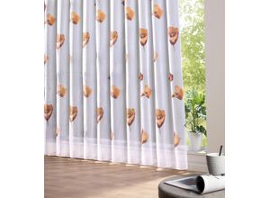 4005385834826 - Gardine WECKBRODT Calla Gr 4 weiß (weiß terra) B375cm H245cm Polyester Gardinen Store halbtransparent Voile bedruckt floral geblümt