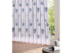 4005385834895 - Gardine WECKBRODT Calla Gr 2 blau (blau weiß) B250cm H245cm Polyester Gardinen Voile bedruckt floral geblümt halbtransparent Beschwerungsband