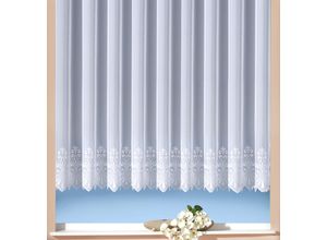 4005385836738 - Gardine WECKBRODT Heidelberg Gardinen Gr 145 cm Kräuselband 300 cm weiß Landhaus Gardinen Store Voile mit 1 oder 2 Bordüren Kante gebogt floral