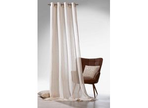 4005385838275 - Vorhang WECKBRODT Natural Linen Gardinen Gr 245 cm Ösen 135 cm beige (natur) Gardine Ösenschal Längsstreifen halbtransparent