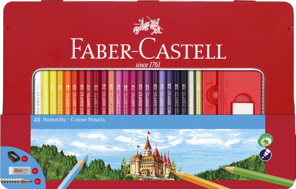 4005400119075 - FABER-CASTELL Hexagonal-Buntstifte CASTLE 48er Metalletui