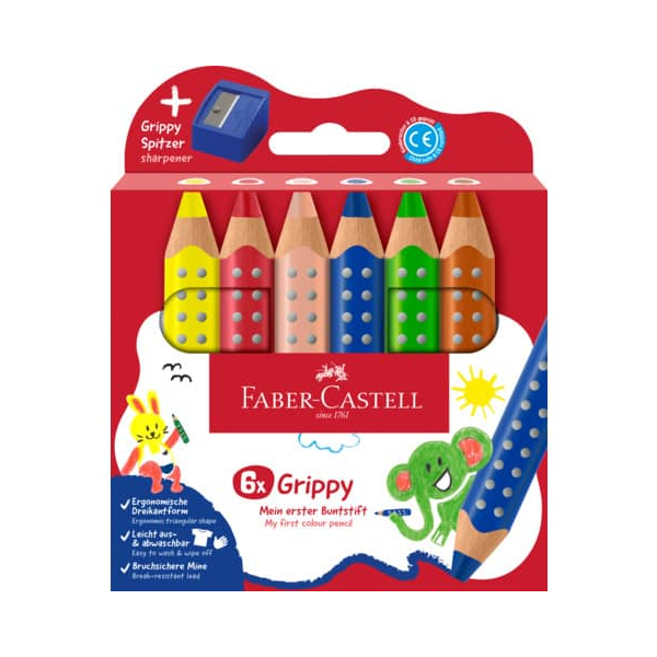 4005401106357 - Farbstiftetui Grippy 6 Stück sortiert 4005401106357 Faber-Castell