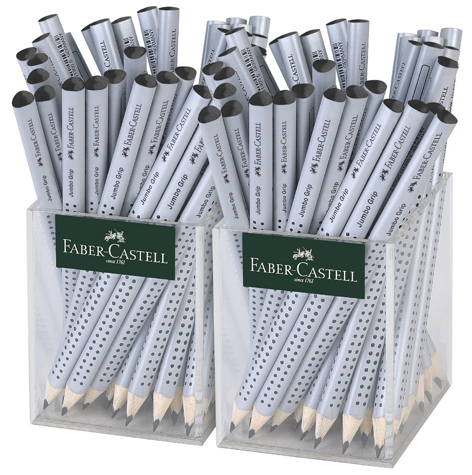 4005401119654 - FABER-CASTELL Bleistift Jumbo GRIP silber im Köcher