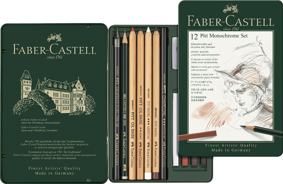 4005401129752 - FABER-CASTELL PITT MONOCHROME Set klein 12-teiliges Etui