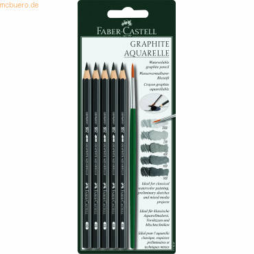 4005401178972 - 5 x Bleistift Graphit Aquarelle 5 Härtegrade + Pinsel au