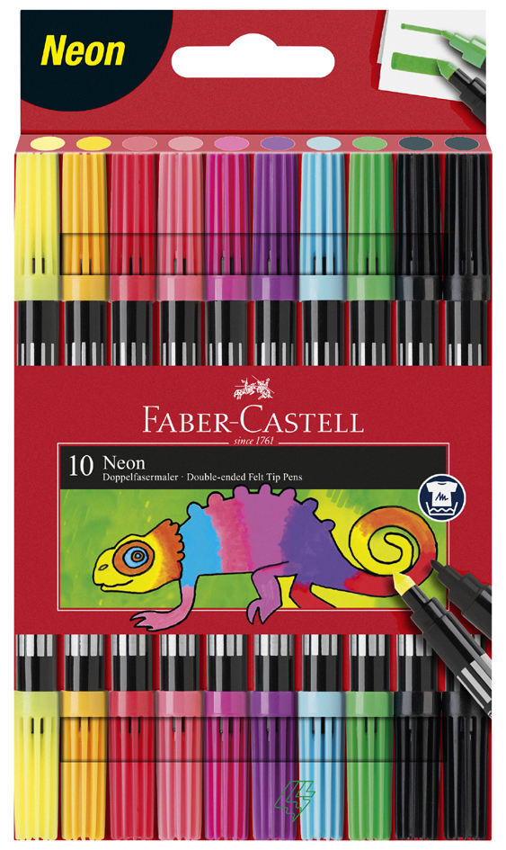 4005401511090 - FABER-CASTELL Filzstifte Doppelfasermaler Neon 10er 10 + 30 + 50 mm Mehrfarbig