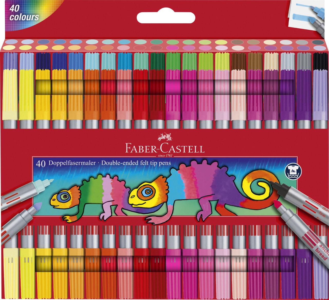 4005401511403 - FABER-CASTELL Filzstifte Faber Doppelfasermaler 40er 10 + 30 + 50 mm Mehrfarbig