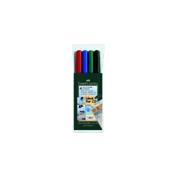 4005401513049 - Faber Castell - cd dvd Marker multimark 1513 06mm farbig sortiert 4 St Pack Schreibfarbe rot blau grün schwarz