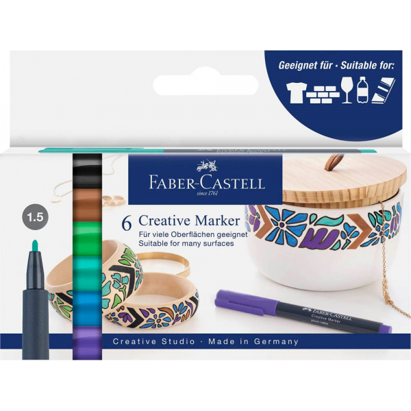 4005401607083 - Lackmarker Fairy forest 160708 Pack violett blau türkis grün braun schwarz 15mm Rundspitze 4005401607083 6 Stück