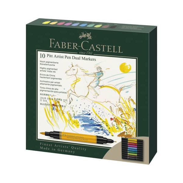 4005401620105 - FABER-CASTELL Tuschefüller 10 Tuschestift PAP Dual Marker 08 mm Mehrfarbig