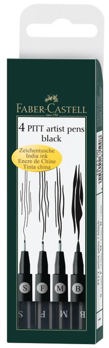 4005401671152 - FABER-CASTELL Tuschestift PITT artist pen schwarz 4er Etui