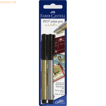 4005401673965 - 5 x Tuschestift Pitt Artist Pen gold silber