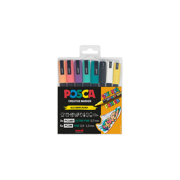 4005401868279 - 8 POSCA Sneaker weiß Acrylstift farbsortiert 09 - 13 mm 4005401868279 8 Stück