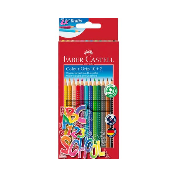 4005402015856 - Farbstiftetui Colour Grip 10+2 Stück sortiert 4005402015856 Faber Castell