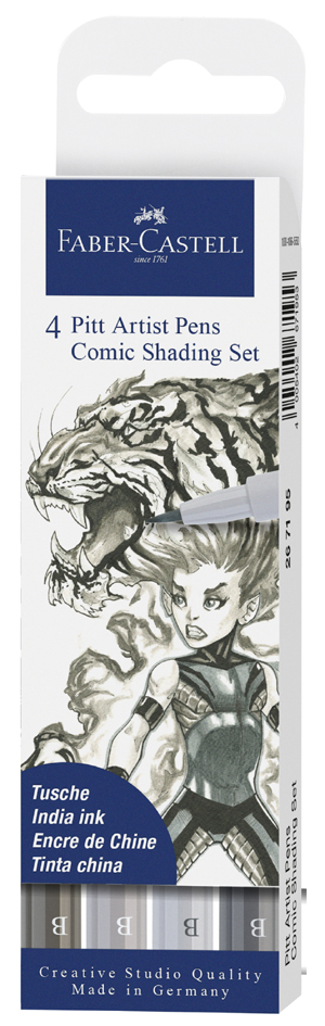 4005402671953 - FABER-CASTELL Tuschestift PITT artist pen 4er Etui Comic