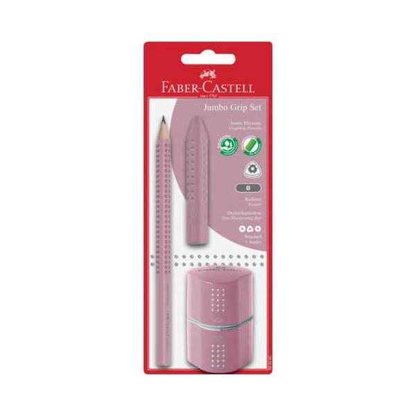 4005405800824 - Bleistift-Set Jumbo GRIP - 3-tlg B rose shadows Blister 4005405800824 Faber-Castell