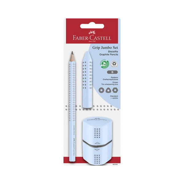 4005405800848 - Schreibset 3-tlg Bleistift Jumbo Grip sky blue 4005405800848 Faber Castell