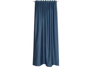 4005414469616 - Vorhang SCHÖNER WOHNEN-KOLLEKTION Soft Gardinen Gr 130 cm Multifunktionsband 250 cm blau (navy) Landhaus Gardinen mit Lederapplikation