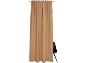 4005414469784 - Vorhang SCHÖNER WOHNEN-KOLLEKTION Solo Gardinen Gr 250 cm Multifunktionsband 130 cm beige (goldfarben sand) Landhaus Gardinen mit Lederapplikation