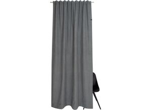 4005414469838 - Vorhang SCHÖNER WOHNEN-KOLLEKTION Solo Gr 2 grau B130cm H300cm Jacquard Baumwolle Polyester Gardinen mit Lederapplikation