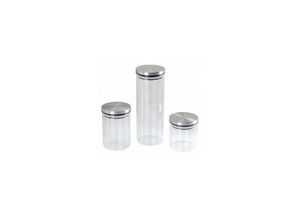 4005437279513 - Vorratsdose Glas 3er-Set - transparent silber - Axentia